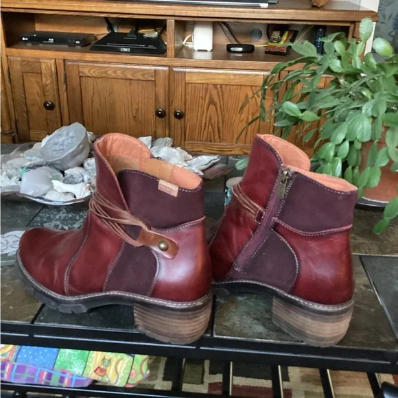 PIKOLINOS Women's San Sebastián Burgendy Ankle Boots size 11 - Picture 3 of 9